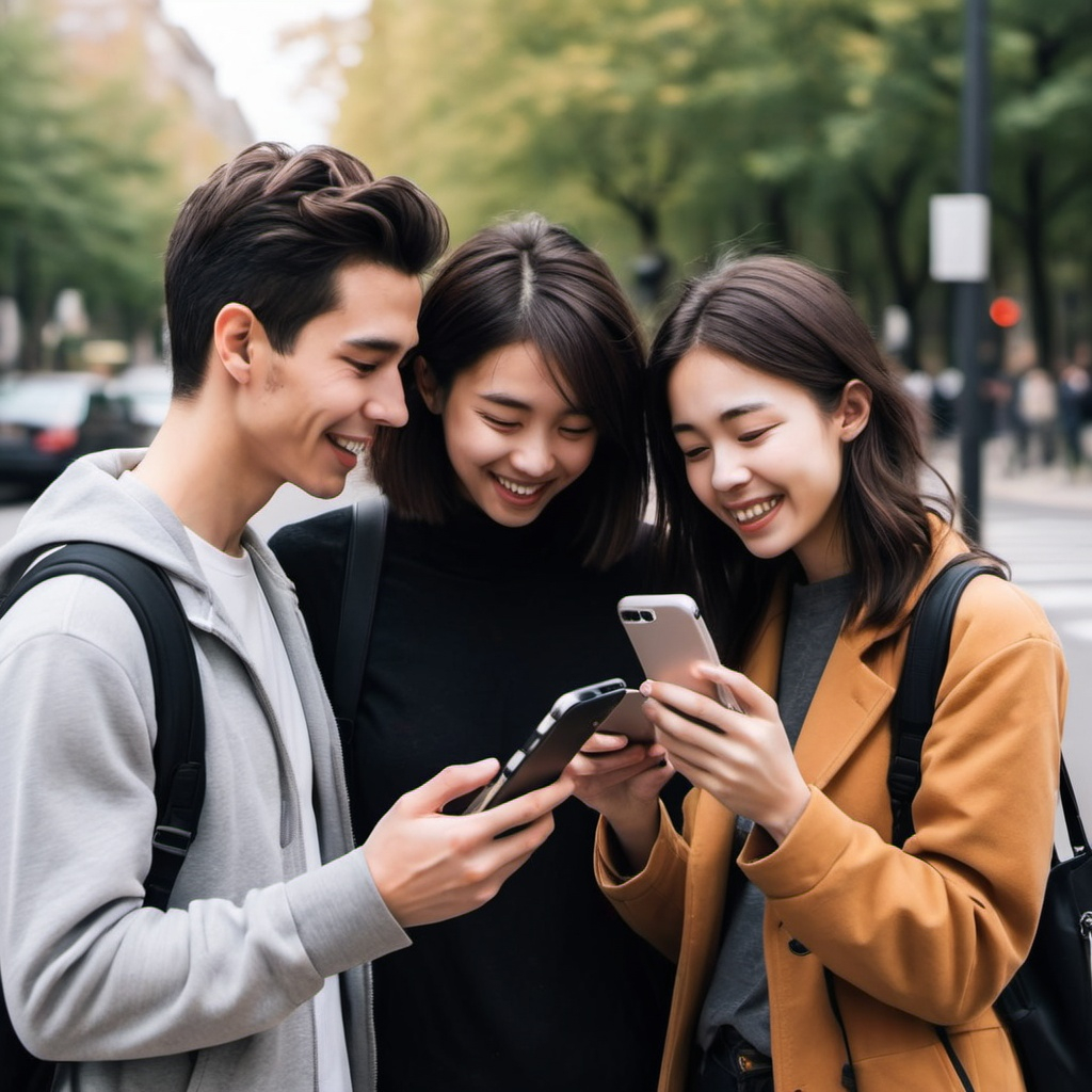 Personnes connectées grâce à la technologie