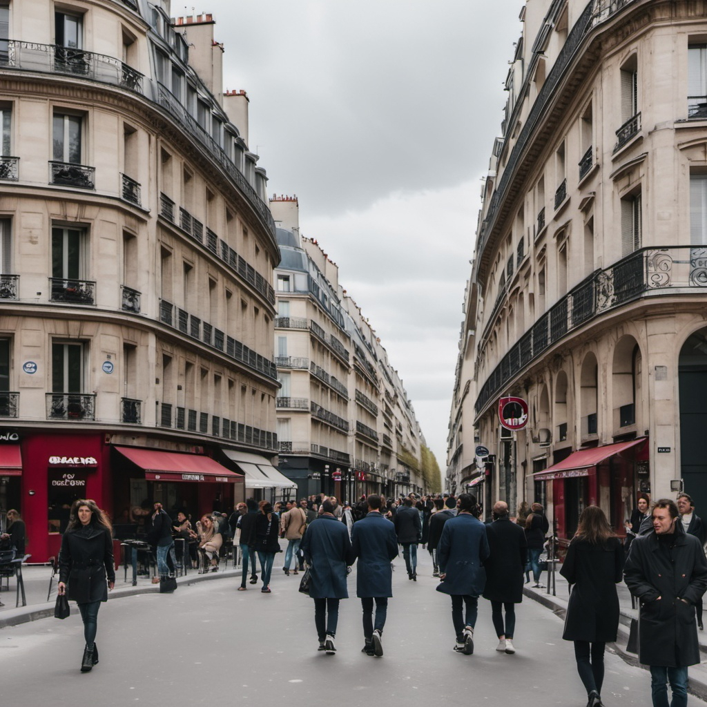 Personnes se promenant dans une rue parisienne