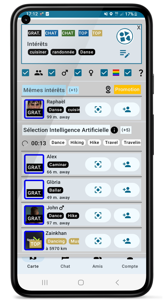 Tableau de bord avec mots-clés de matching IA