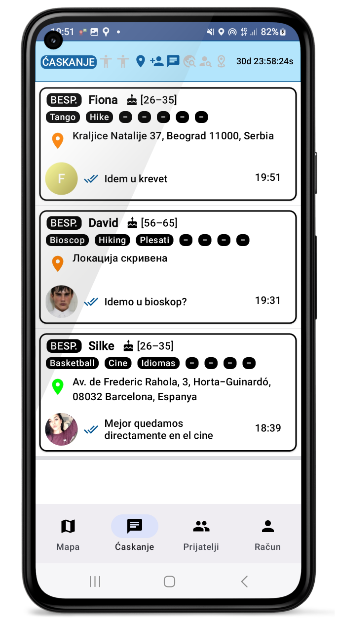 Lista ćaskanja sa individualnim interesovanjima